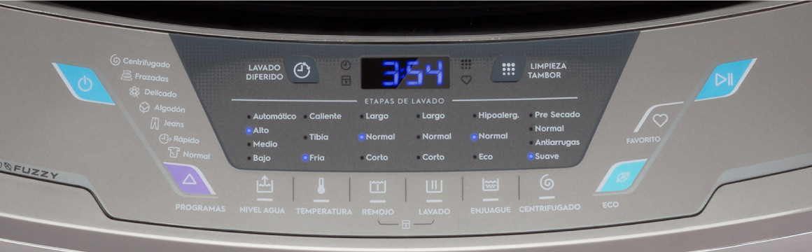 Panel Digital Touch de la lavadora Elegant 18X