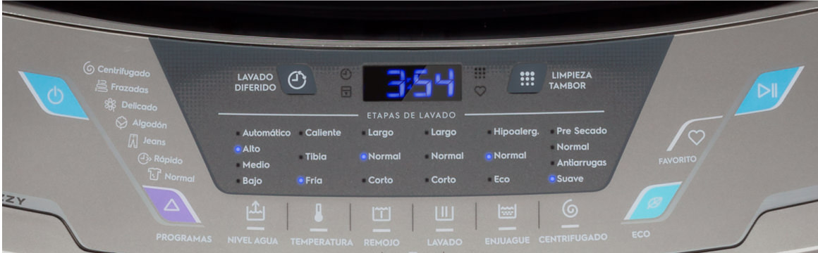 Panel Digital Touch de la lavadora Elegant 21X