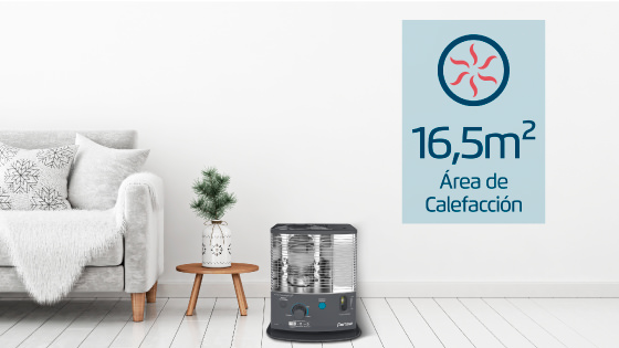 Área de calefacción: 16,5 m2 con la estufa Kerosene Mecha F 720+