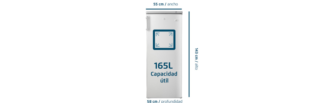 Capacidad útil de 165 L con el freezer FFV 4765 INOX