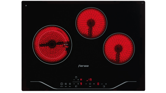 Tres zonas radiantes con la Encimera FEV 3T