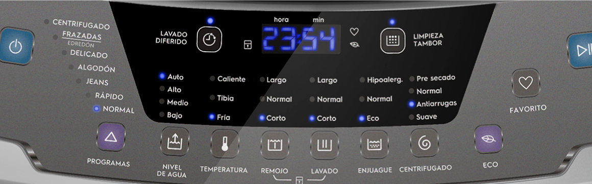 Panel digital de la lavadora Impressive 14SZ