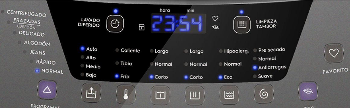 Panel digital de la lavadora Impressive 20SZ