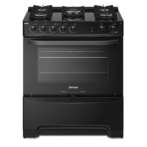 Cocina a Gas 5 Platos Fensa Experience con VaporBake y Cubierta Vidrio F 6000 T Negra