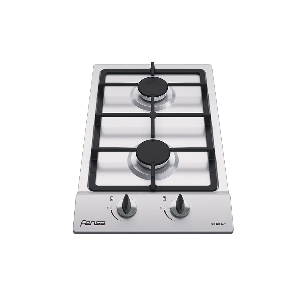 Encimera a Gas 2 Platos Fensa Encendido Eléctrico y Parrilla Hierro Fundido FCE 2HF GL T Inox a $89.990