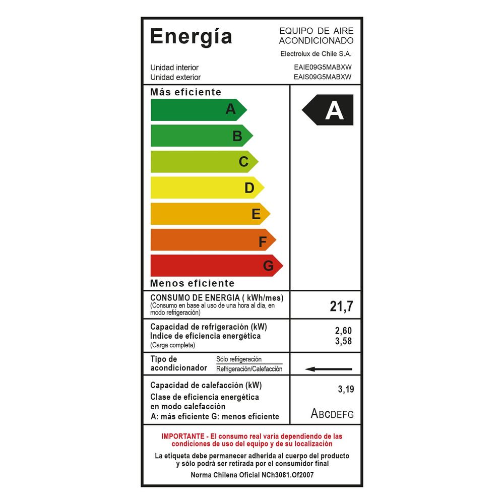 Electrolux Efficient Inverter EAIX09 9000 BTU Frío/Calor Blanco, foto 20