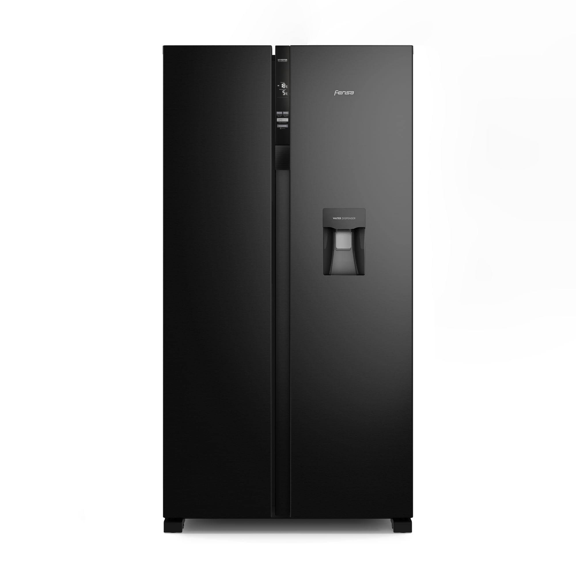Refrigerador Fensa 436L No Frost Side By Side Inverter Dispensador de Agua SFX440B Negro a $449.990
